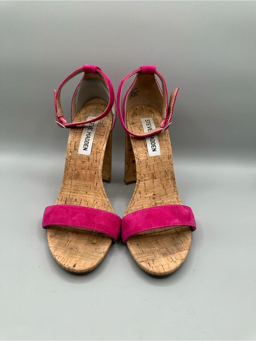 Steve Madden Carson-C Ankle Strap Heels Women 7M Pink Block Heel
